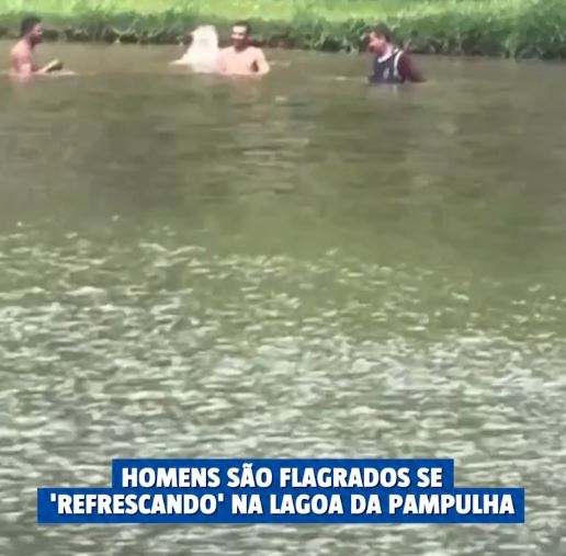 Vídeo homens nadam na Lagoa da Pampulha no último dia de 2023